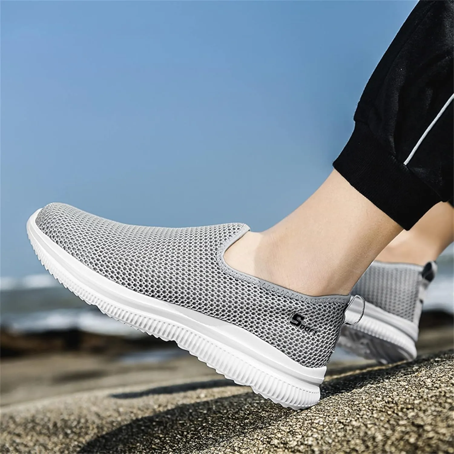 Womens Non Slip Work Shoes Slip On Water Resistant Womens Running Shoes Comfort White Casual Shoes Dress Sneakers White Tennis Shoe Cross Trainer Shoe