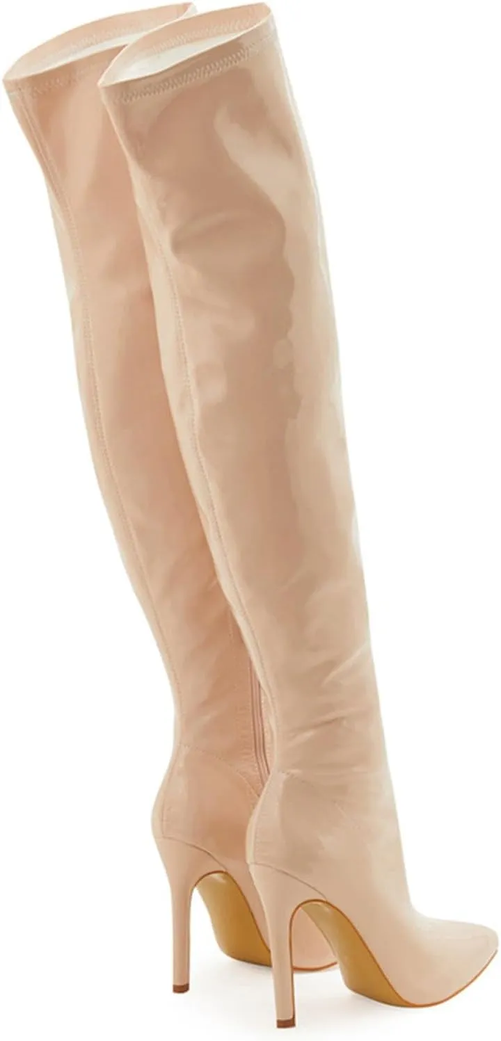 Women's Round Toe Flat Heel Over The Knee Boots,Fall Winter Square Heel Thigh High Boots,Casual knight Riding Boots Cowgirl