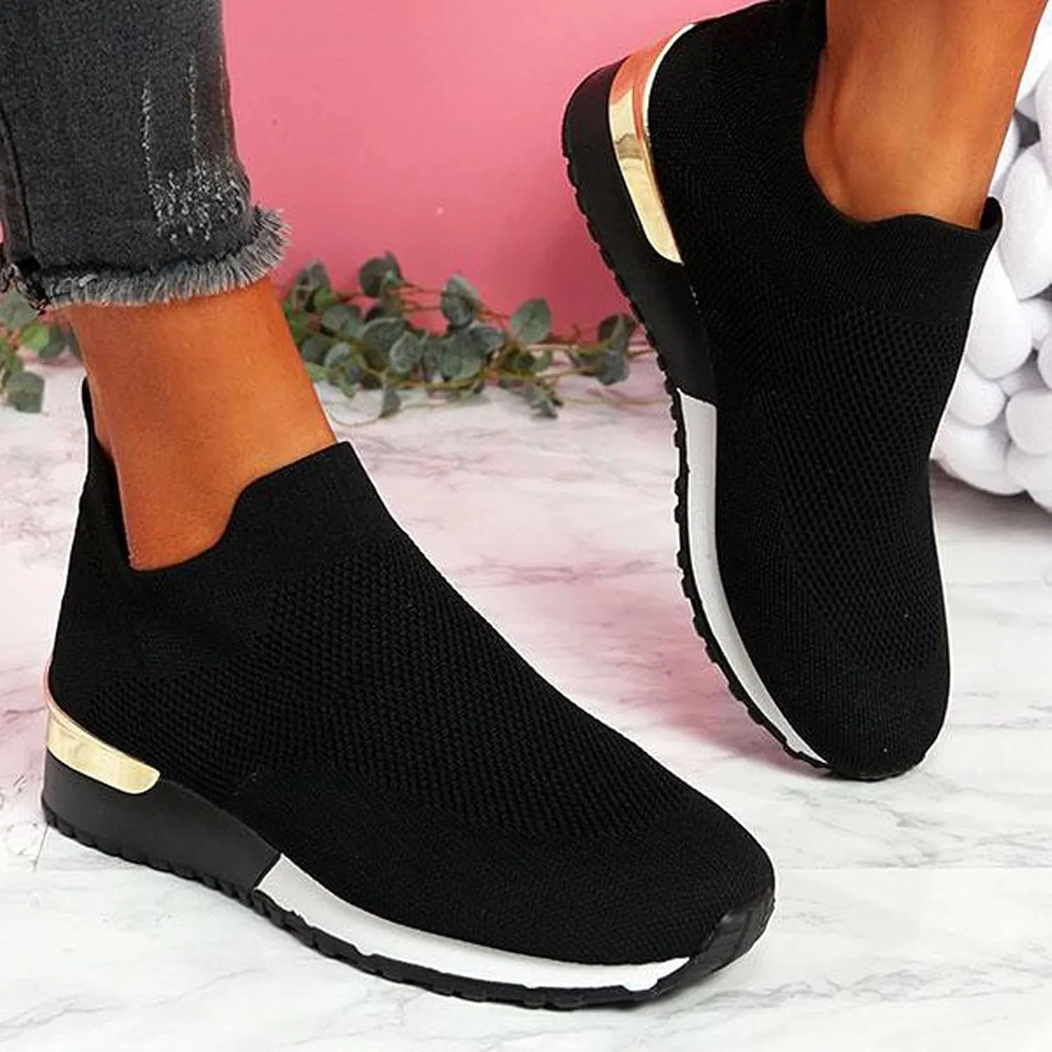 Women's Runing Breathable Trainers Orthopedic Air Cushion Athletic Sneakers Ladies Breathable Mesh Running Shoes