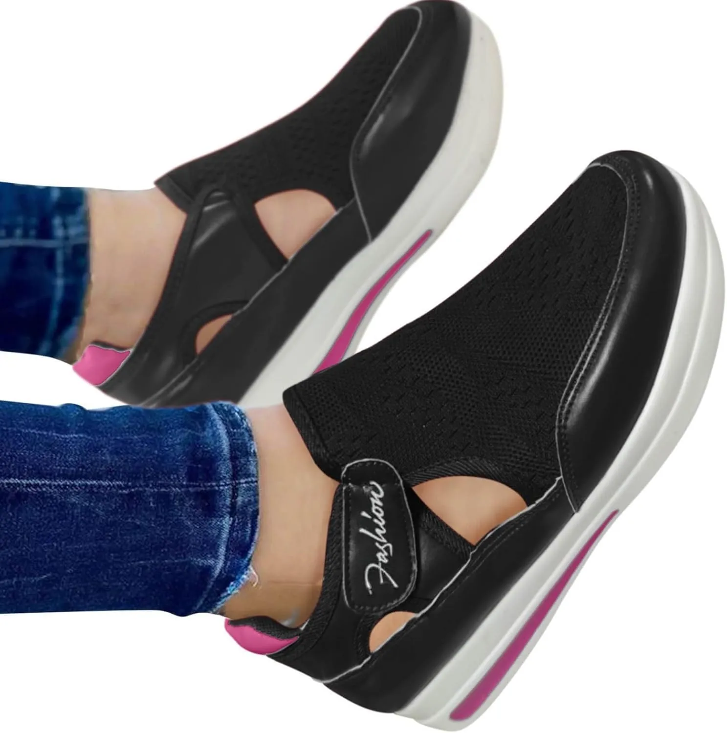 Womens Running Shoes Wide White Women's Athletic Walking Shoes Slip On Casual Mesh Wide Foot Workout Shoes Women White Platform Sneakers for Women Wide Fall Slip On Shoes for Women 2023 Trendy