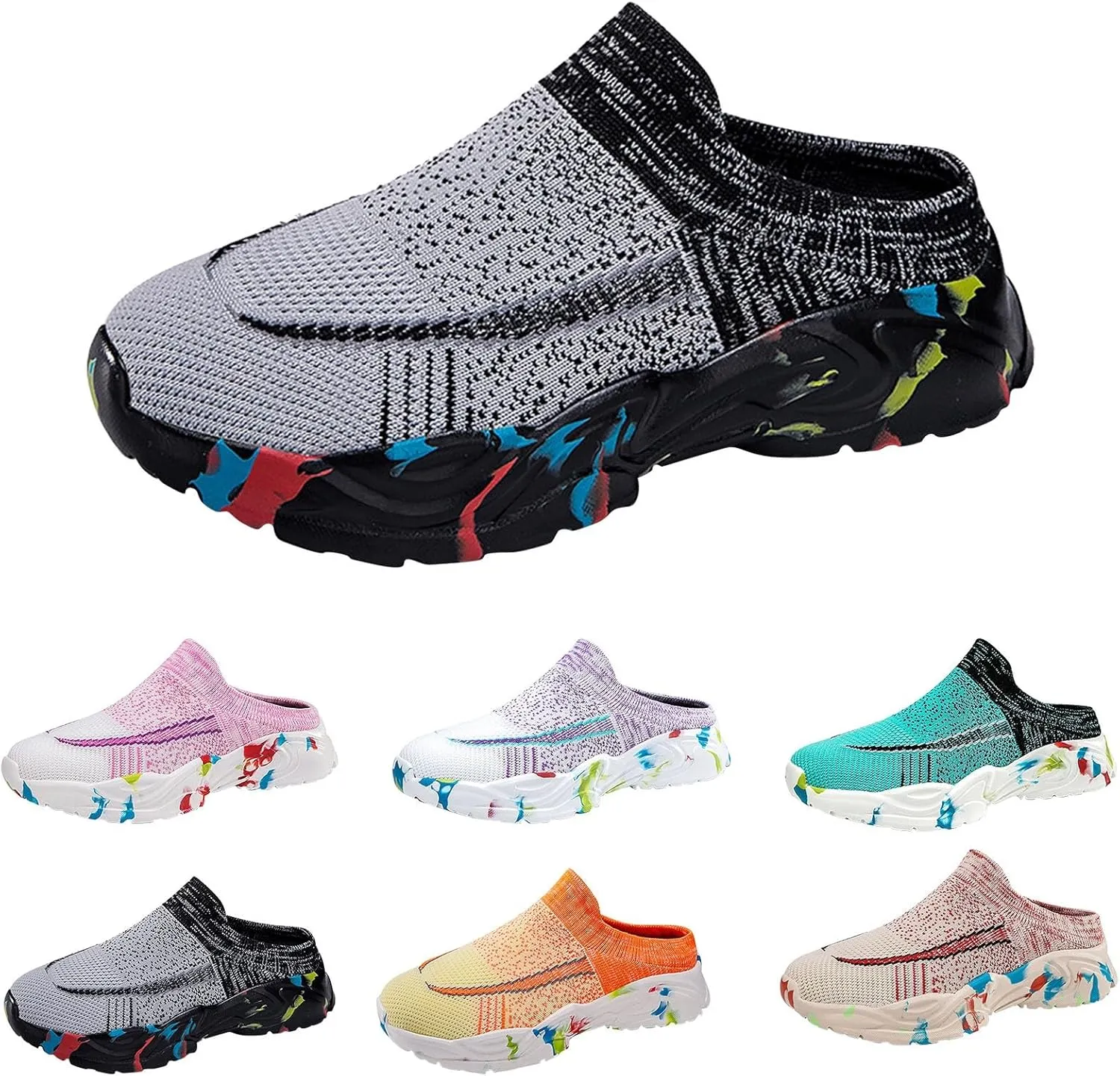 Women's Slip-On Orthopedic Arch Support Backless Mens Running Shoes Wide Men Casual Shoes Brown Sneakers Slip On Tennis Shoe Loafers Casual Slip On