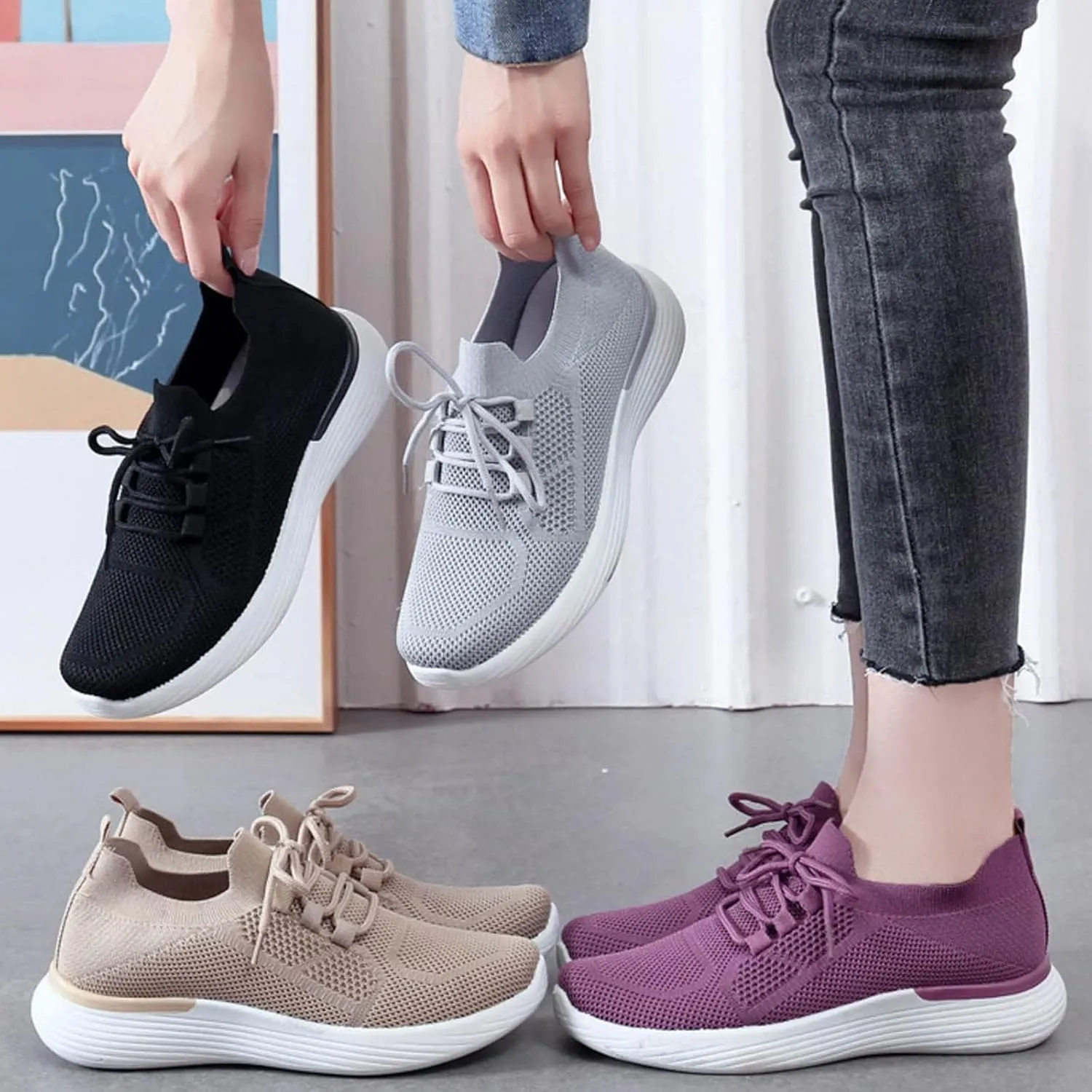 Womens Trail Running Shoes 7.5 Wide Womens Running Shoes Size 9.5 White Womens Non Slip Winter Shoes Womens Shoes 7.5 Wide Width Sneakers All Black Tennis Shoes for Women Slip On
