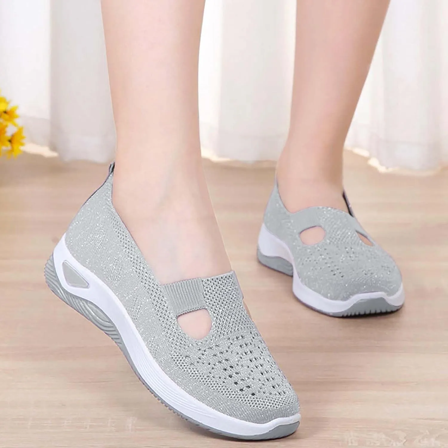 Women's Woven Orthopedic Breathable Soft Shoes Mens Dress Shoes Wide Feet Casual Shoes Slip On Women's Fashion Sneakers Slip On Tennis Shoe Loafers Casual Slip On