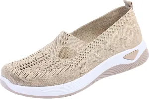 Women's Woven Orthopedic Breathable Soft Shoes Slip On Shoes Women Slip On Women's Casual Shoes Platform Sneakers Brown Tennis Shoe Loafers Casual Slip On