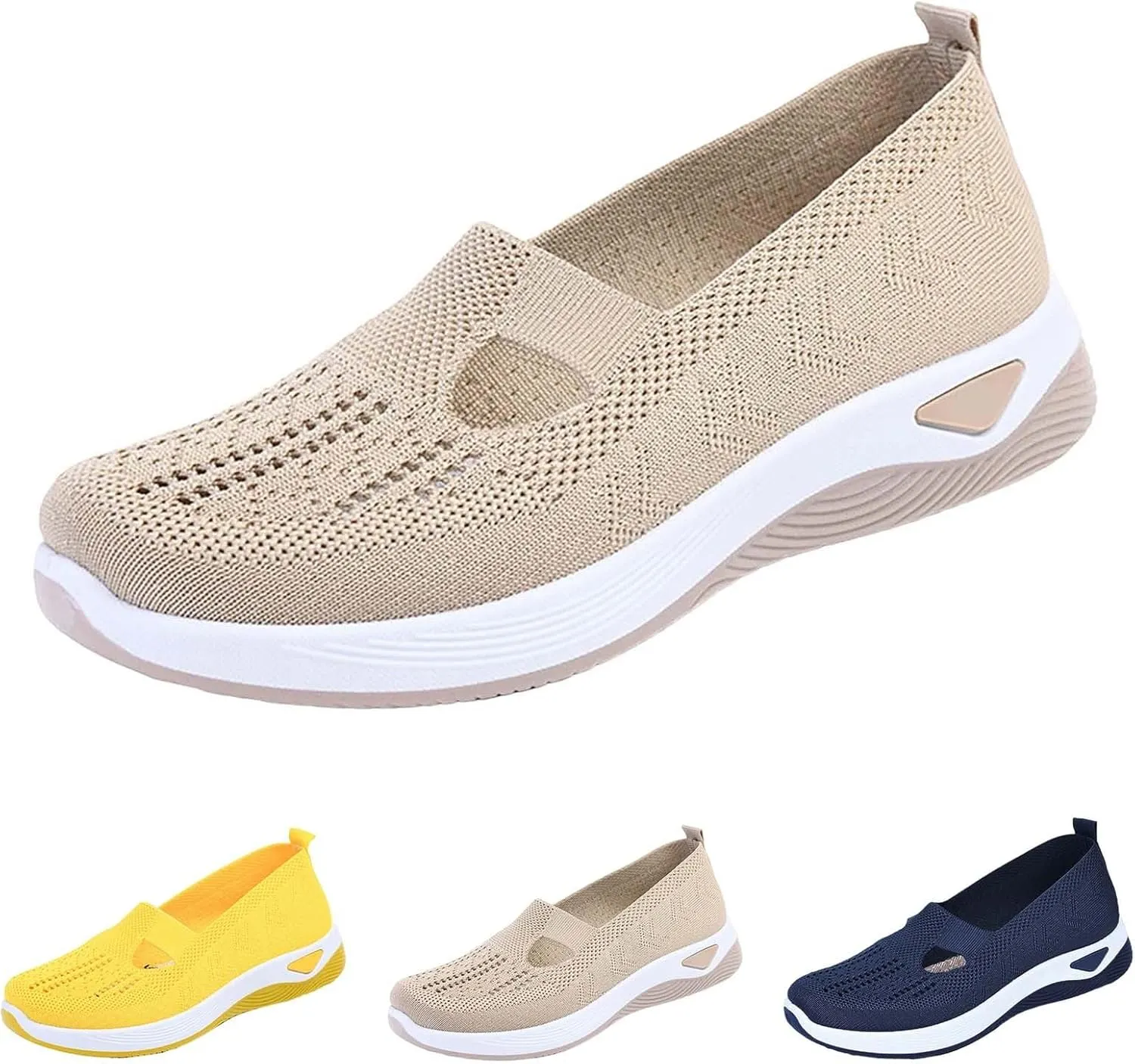 Women's Woven Orthopedic Breathable Soft Shoes Slip On Shoes Women Slip On Women's Casual Shoes Platform Sneakers Brown Tennis Shoe Loafers Casual Slip On