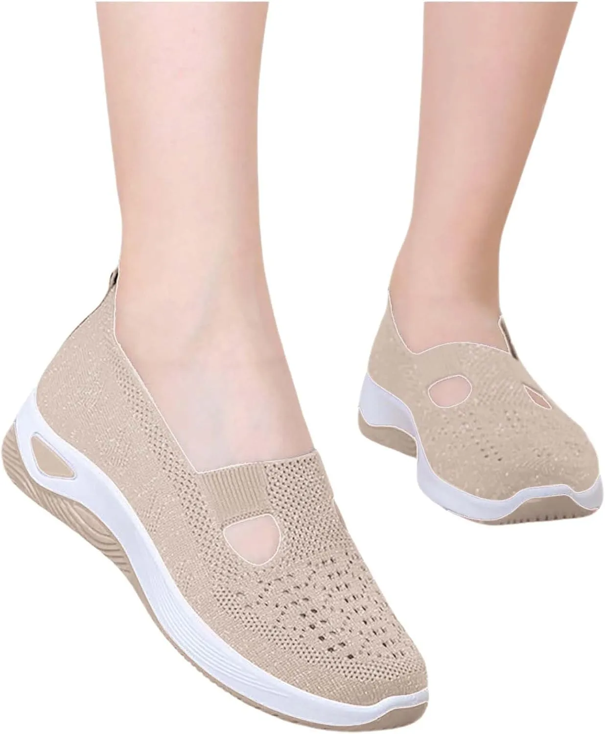 Women's Woven Orthopedic Breathable Soft Shoes Slip On Shoes Women Slip On Women's Casual Shoes Platform Sneakers Brown Tennis Shoe Loafers Casual Slip On