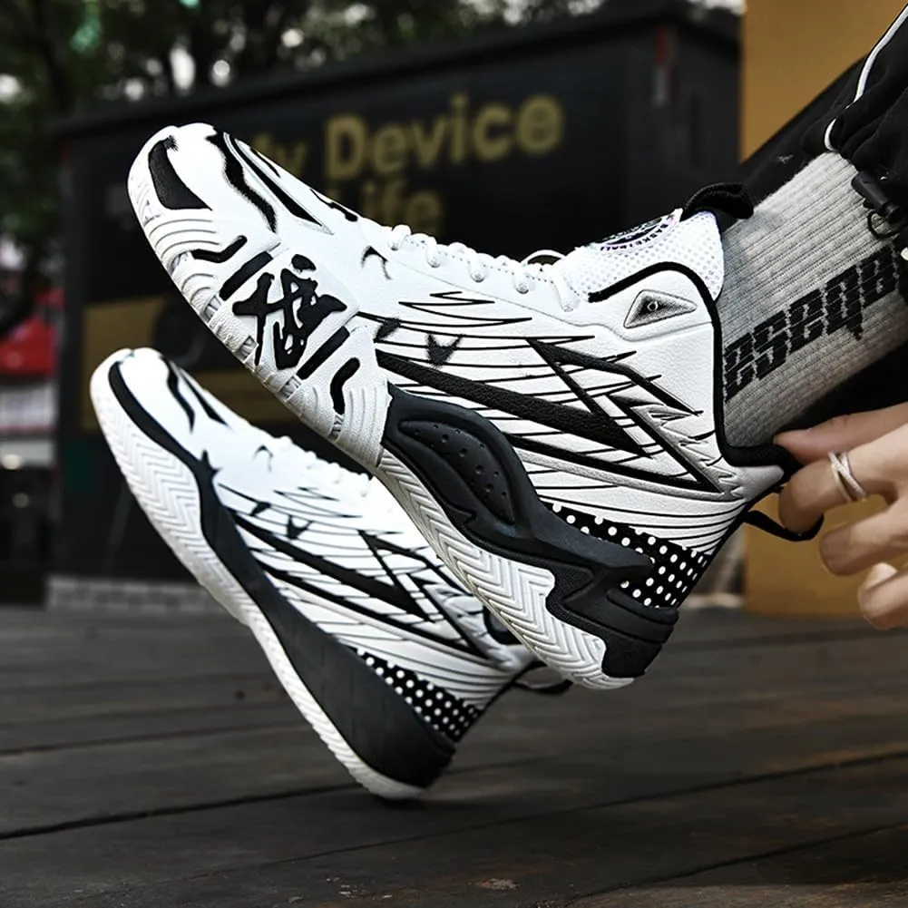 YAXE Unisex High Top Breathable Mesh Basketball Shoes Lightweight Shock Absorption and Training Sneakers