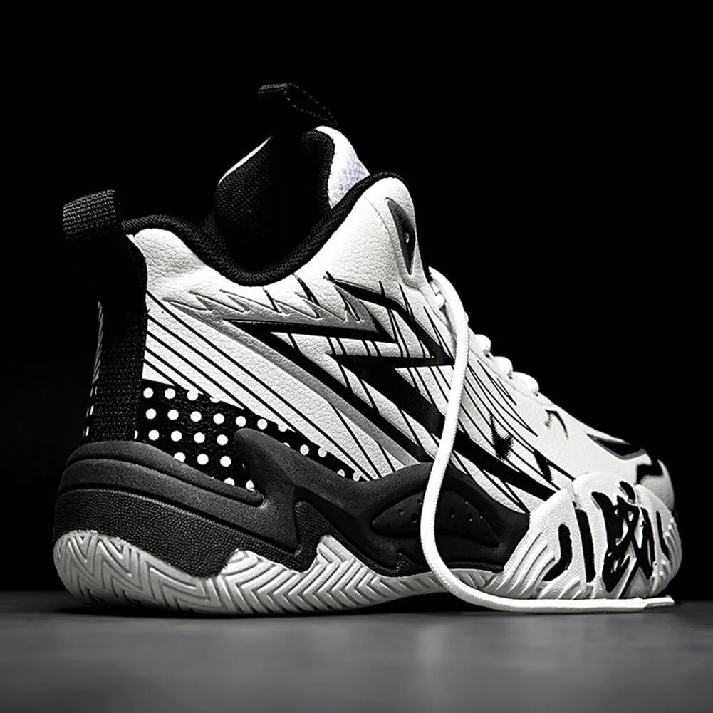 YAXE Unisex High Top Breathable Mesh Basketball Shoes Lightweight Shock Absorption and Training Sneakers