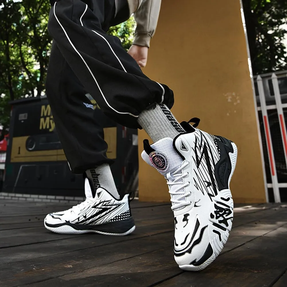 YAXE Unisex High Top Breathable Mesh Basketball Shoes Lightweight Shock Absorption and Training Sneakers