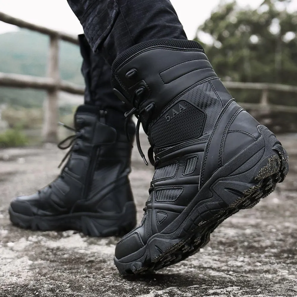 ZDLJYL Men's Military Tactical Work Boots Side Zipper Lightweight Motorcycle Combat Boots Outdoor Desert Boots