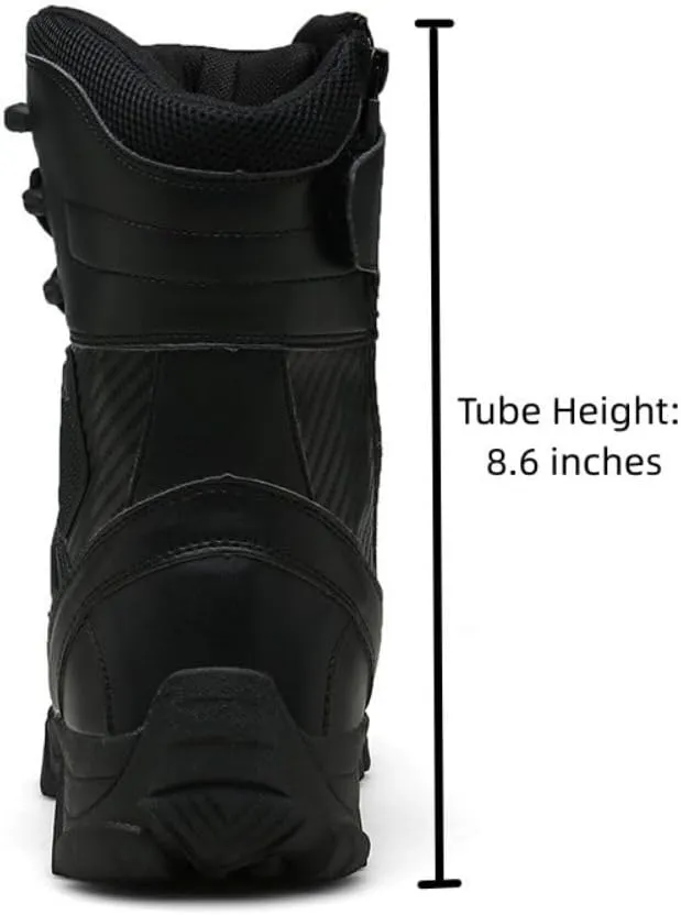 ZDLJYL Men's Military Tactical Work Boots Side Zipper Lightweight Motorcycle Combat Boots Outdoor Desert Boots