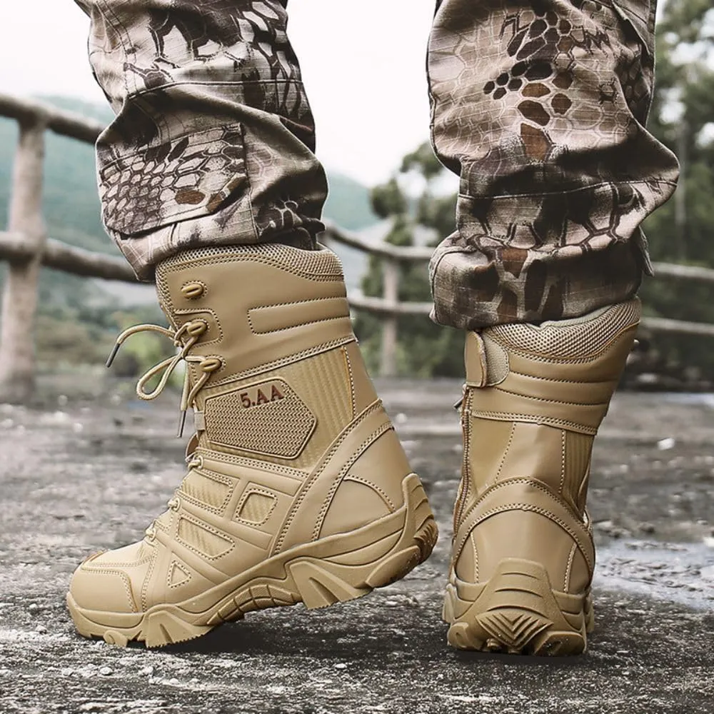 ZDLJYL Men's Military Tactical Work Boots Side Zipper Lightweight Motorcycle Combat Boots Outdoor Desert Boots