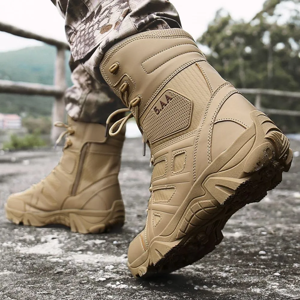 ZDLJYL Men's Military Tactical Work Boots Side Zipper Lightweight Motorcycle Combat Boots Outdoor Desert Boots