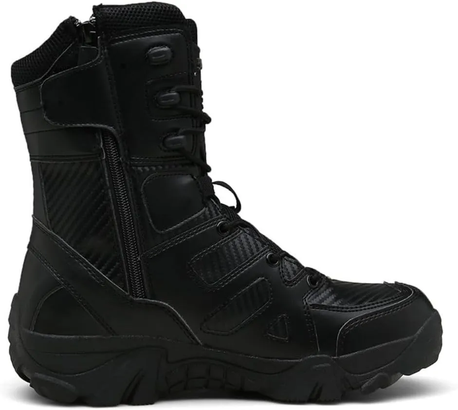 ZDLJYL Men's Military Tactical Work Boots Side Zipper Lightweight Motorcycle Combat Boots Outdoor Desert Boots