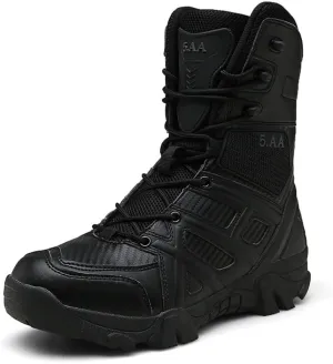 ZDLJYL Men's Military Tactical Work Boots Side Zipper Lightweight Motorcycle Combat Boots Outdoor Desert Boots