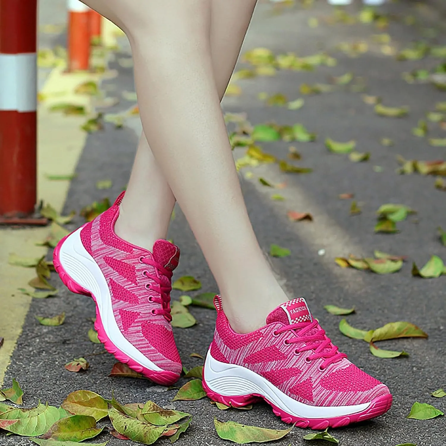 ZSpzx Orthopedic Walking Platform Shoes for Women Mesh Knit Breathable Running Sneakers Comfortable Non Slip Air Cushioned Arch Support Shoe Plantar Fasciitis Footwear Ladies Casual Footwear