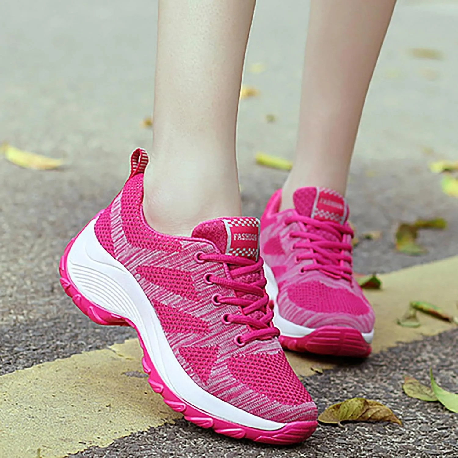 ZSpzx Orthopedic Walking Platform Shoes for Women Mesh Knit Breathable Running Sneakers Comfortable Non Slip Air Cushioned Arch Support Shoe Plantar Fasciitis Footwear Ladies Casual Footwear