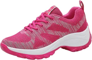 ZSpzx Orthopedic Walking Platform Shoes for Women Mesh Knit Breathable Running Sneakers Comfortable Non Slip Air Cushioned Arch Support Shoe Plantar Fasciitis Footwear Ladies Casual Footwear