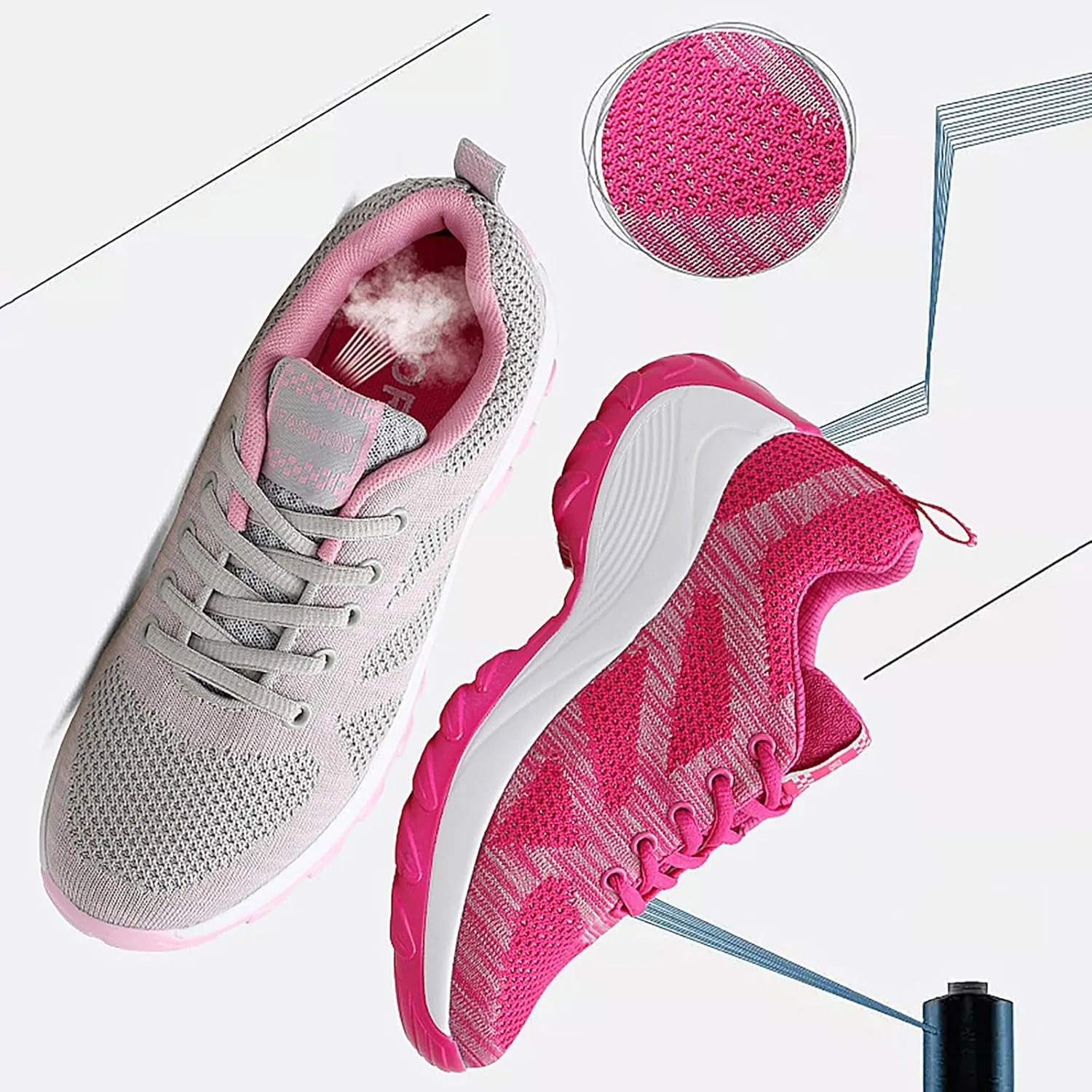 ZSpzx Orthopedic Walking Platform Shoes for Women Mesh Knit Breathable Running Sneakers Comfortable Non Slip Air Cushioned Arch Support Shoe Plantar Fasciitis Footwear Ladies Casual Footwear