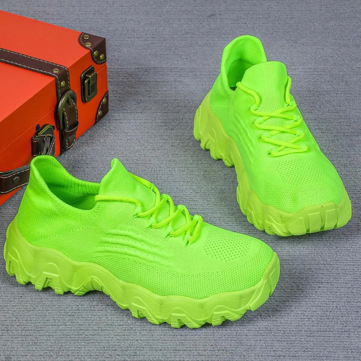 ZSpzx Platform Sneakers for Women Slip On Cushioned Footbed Knit Soft Padded Insole Arch Support Jogging Tennis Shoes Plantar Fasciitis Breathable Comfy Lightweight Daily Wear Shoe
